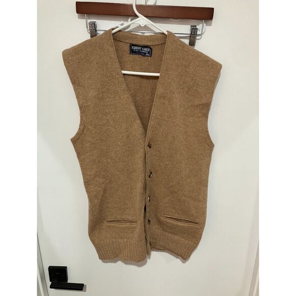 Robert Bruce Men's Vintage Wool Blend Button Down Sweater Vest, Tan, XL - Picture 1 of 4